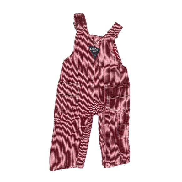OSHKOSH B’GOSH 9 Months Vintage Kids Baby Red/White Stripe Overalls Vestbak - Picture 2 of 4